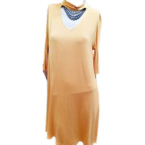 Mustard Color Womens Size L Tunic Soft Comfortable Lagenlook Keyhole Back - Picture 1 of 4